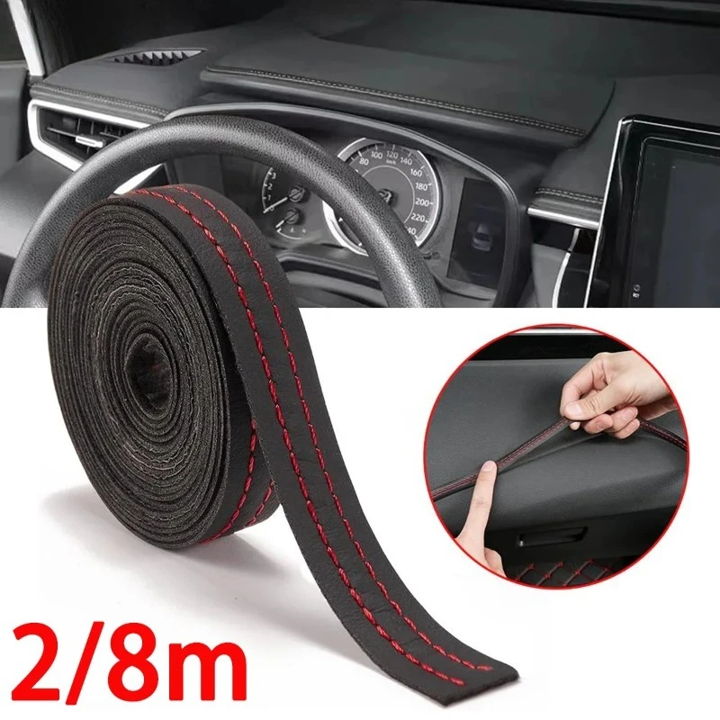 

Universal Car Mouldings Trim PU Leather DIY Braid Decorative Line Strip For Door Dashboard Sticker Car Interior Accessories 2/8m