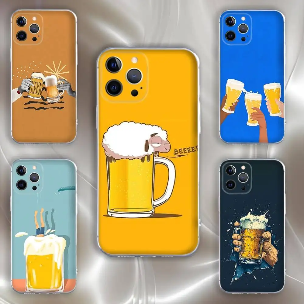 

Beer Alcohol Phone Case For iPhone 16,15,14,13,12,11 Pro,Max,Plus,X,XS,XR,SE,Mini Transparent Silicone Soft