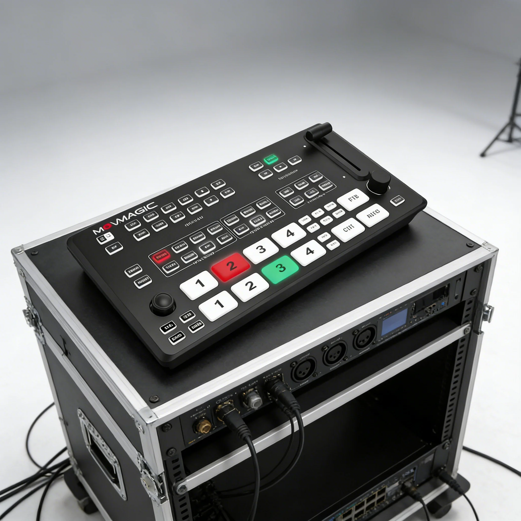 Mezclador de Video Profesional M4ES de 5 Canales, Conmutador de Video para Producción en Vivo y Consola de Director con Múltiples Interfaces HD MI/SDI