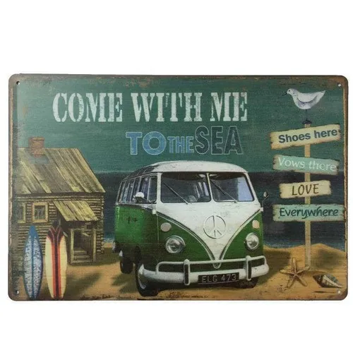 Combi Green Tin Sign Beach Campervan Car Garage Man Cave 30cmx20cm --Tin Sign