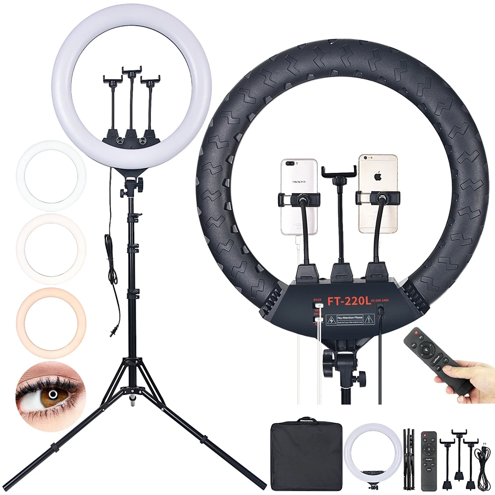 

FT-220L Big Cheaper Photographic Lighting 80W 3300-6500K 22 Inch Ring Light with Tripod Stand