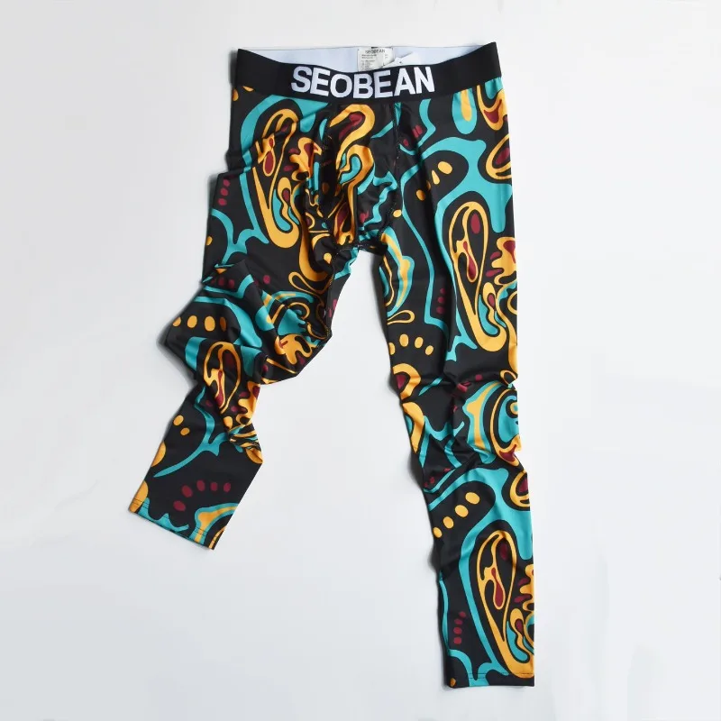 Men's Sports Fitness Pants Classic Printed Autumn Pants Running Cycling Fast Drying Elastic Tight Leggings Beach Surfing Pants - view 5