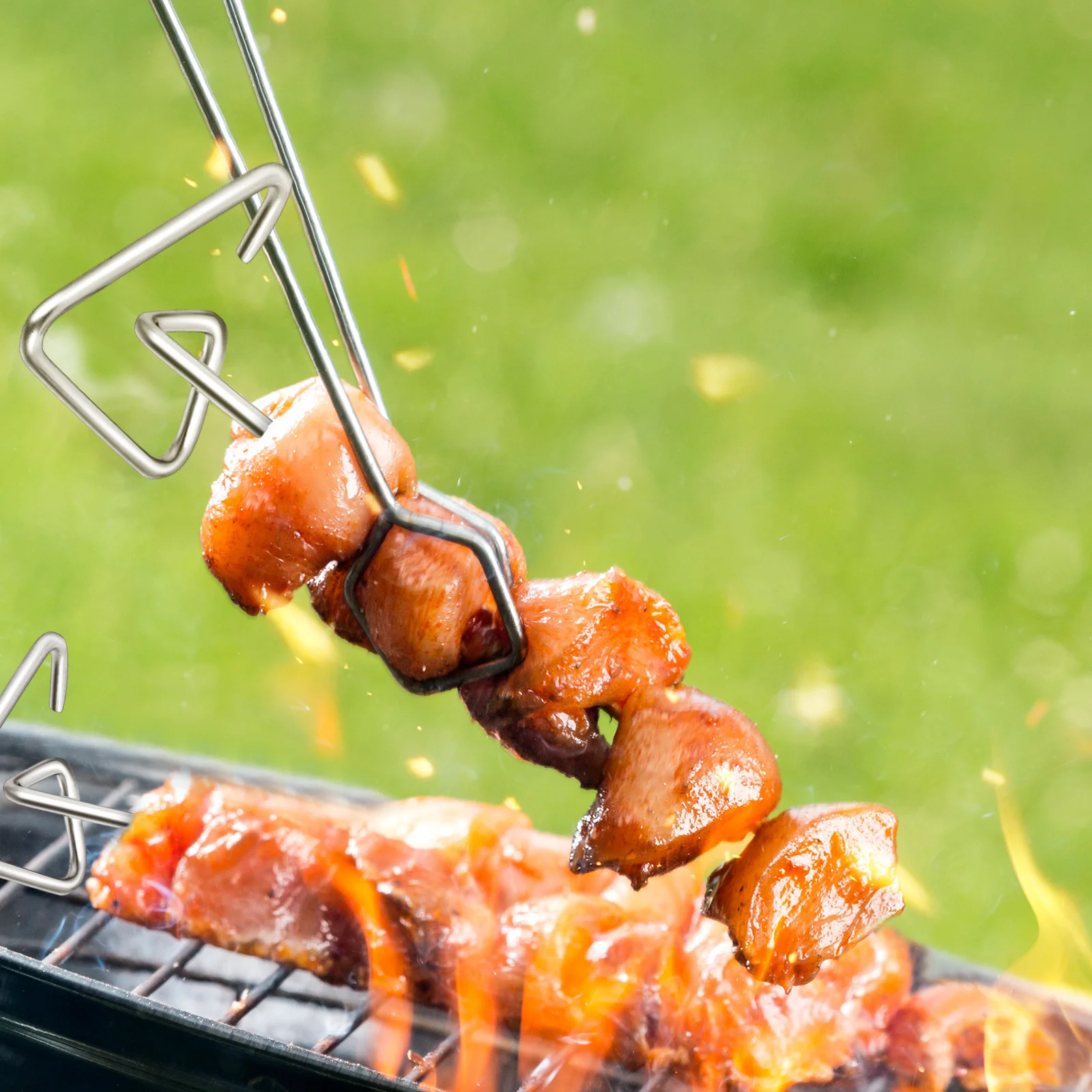 

20Pcs Stainless Steel Bbq Skewers Long Metal Grill Sticks Reusable Kebab Utensils for Meat Vegetable Chicken Shrimp Outdoor