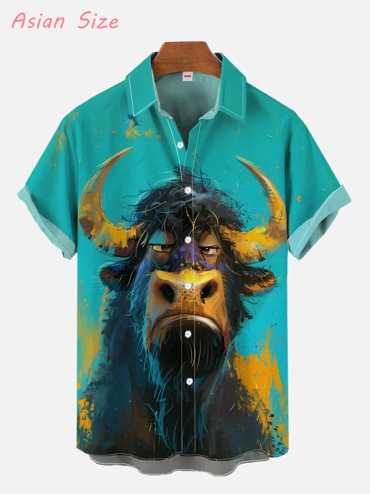 

Cute Cartoon Animal Hawaii Shirts Summer Aloha Shirts 2026 New Fashion Funny Goat Cow Duck Graphic Hawaiian Shirts Lapel Blouses