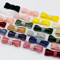 Coolstring 12.7mm Ribbon Velvet Flat Single-sided Plush Shoelaces with Plastic Aglet Pretty Cords for Dress Lady Designer Shoes