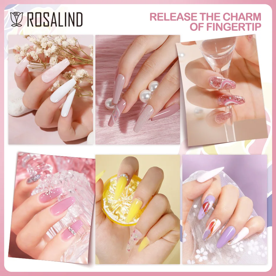 ROSALIND 80 สีเล็บเจลกึ่งถาวรเจล UV HYBRID เคลือบฐาน Top Coat Soak Off เล็บเจลเล็บเคลือบใหม่