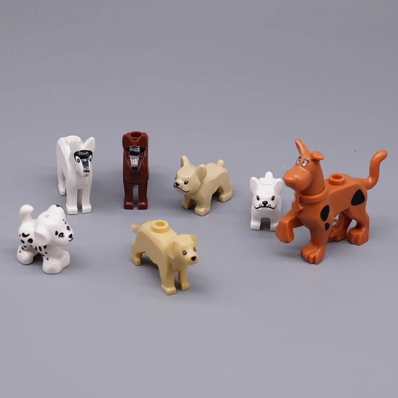 Compatible With LEGO Animals MOC Building Blocks Family Pet Bricks Toys Golden Retriever/French Dou Dog/Spotted Dog