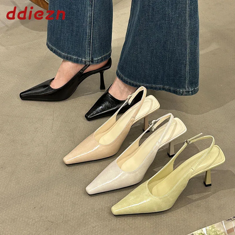 

New Fashion Shallow Female Slip On Pumps Women Stiletto Heels Shoes Pointed Toe Slingbacks Sexy Ladies High Heels Dress Shoes