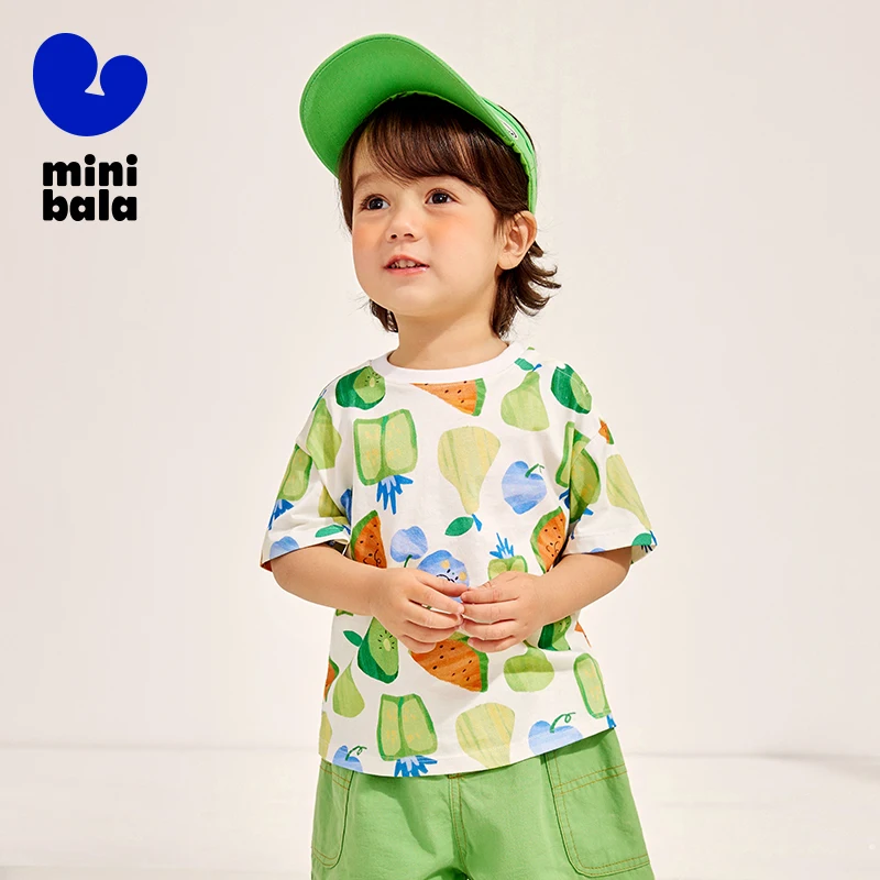 Mini Bala Short Sleeve T-Shirt Kids Summer Fruit Thin Pure Cotton T-Shirt for Children and Infants