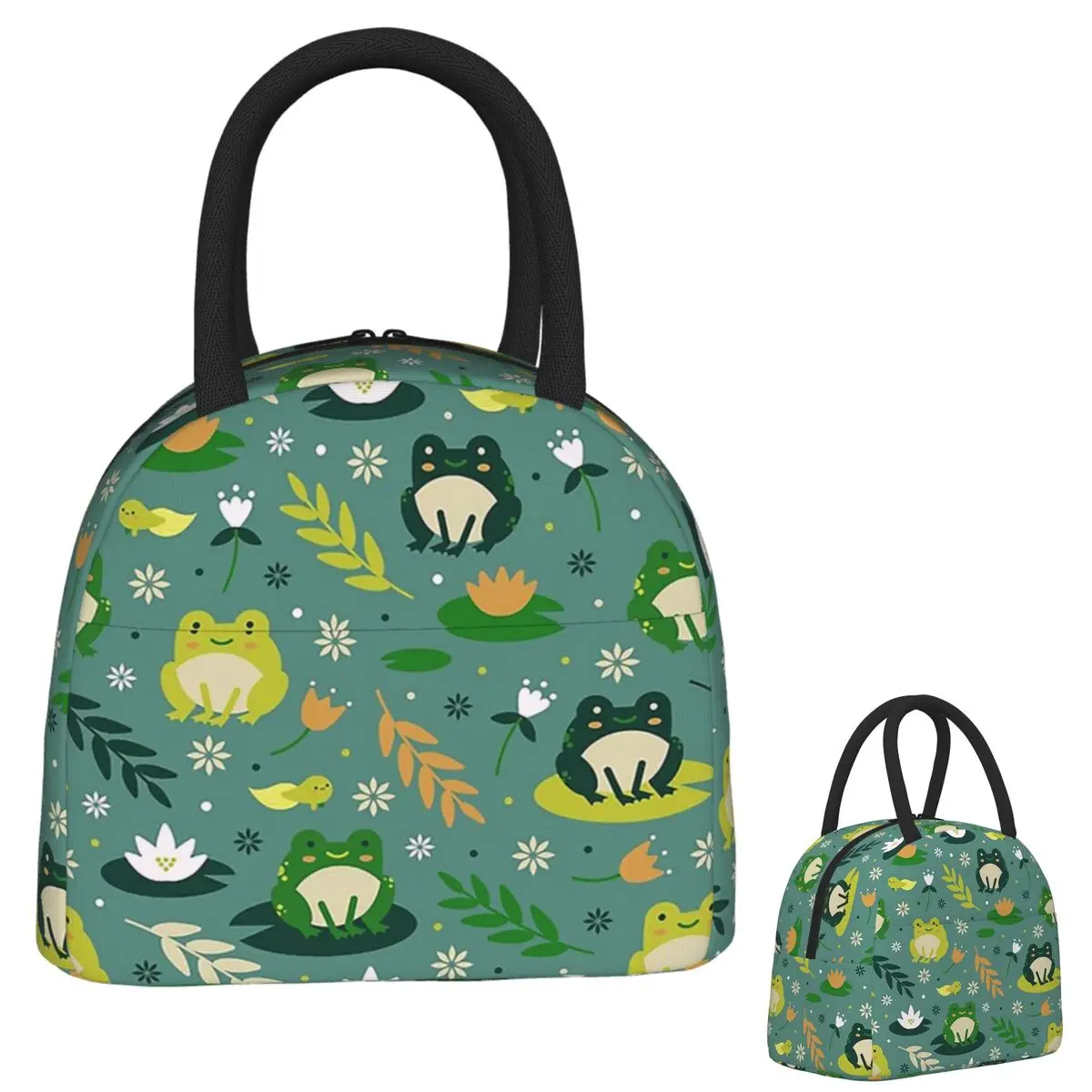 

Cute Frogs Pattern Lunch Bags Insulated Bento Box Portable Lunch Tote Leakproof Picnic Bags Thermal Bag for Woman Girl Travel