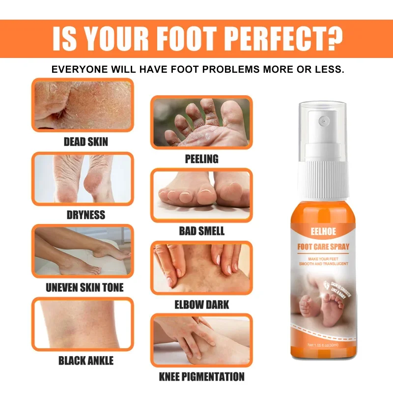 Foot Care Spray Heel Elbow Knee Exfoliating Anti-Drying Crack Peeling Removal dead skin Calluses Feet repair mask liquid