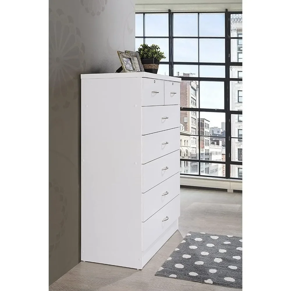 Storage Organization Unit for Clothing Dresser for Bedroom Set With 2 Locks on the Top Drawers Vanity Dressing Table With Mirror