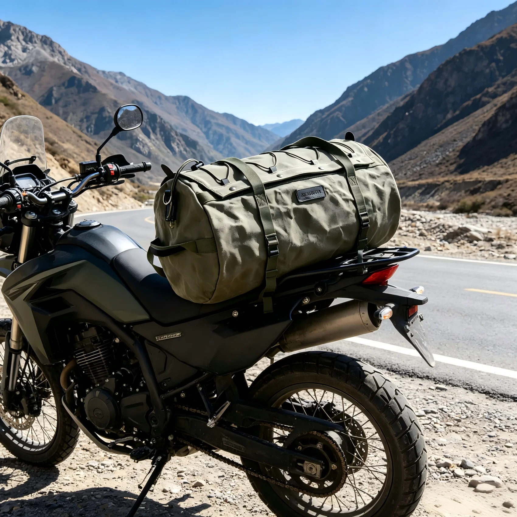 Retro Waxed Canvas Motorcycle Duffle Bag Large Capacity Side Saddle Luggage Bag Outdoor Travel Daily Riding Storage Handbag