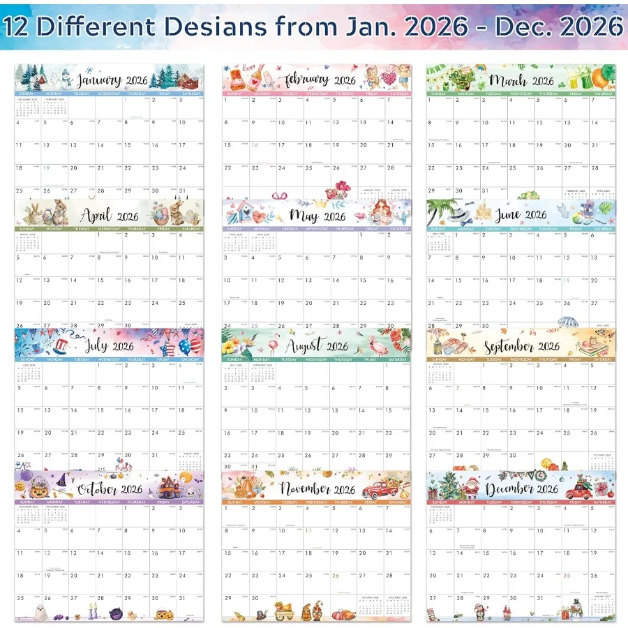 Calendario magnetico 2026 Calendario 2026 da gennaio2026 dicembre2026 Calendario magnetico per frigorifero 8" × 10" Tearoff Pad Perfect Fri