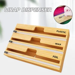 3 Layers Aluminum Foil Wrap Dispenser Wood Storage Box for Kitchen Drawer Easy to Cut Durable Wrap Dispenser Wooden In Stock