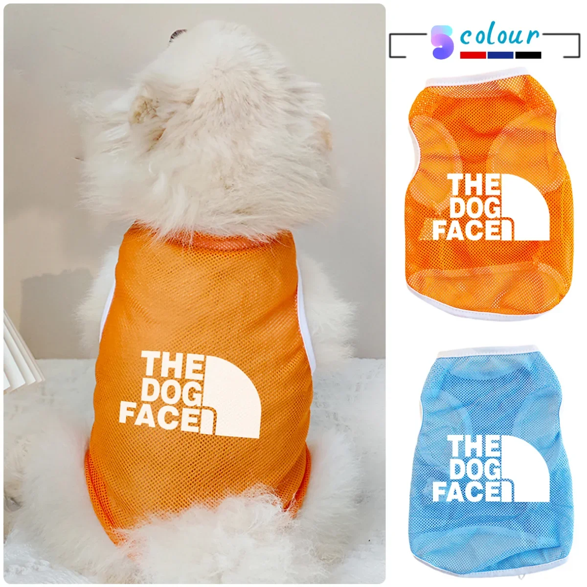 

DF Pattern Cat/Dog Print Cat and Dog Breathable Mesh Vest Small Dog Top