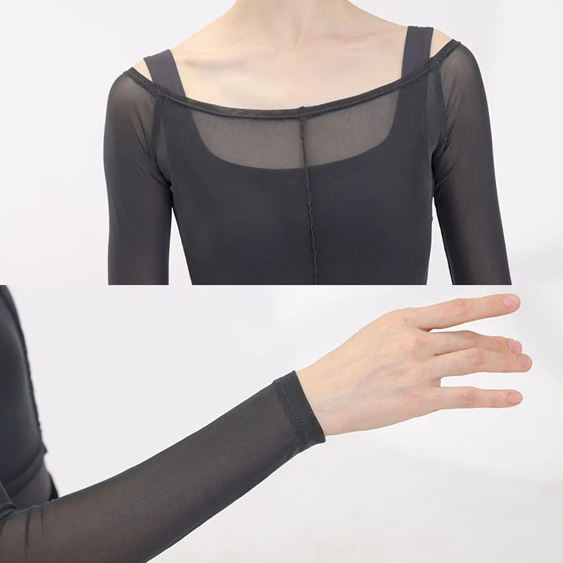 New Sexy ballet top adult Elastic long sleeved ballet Tight Training Gauze blouse women ballet Overall Dance T shirt for girls