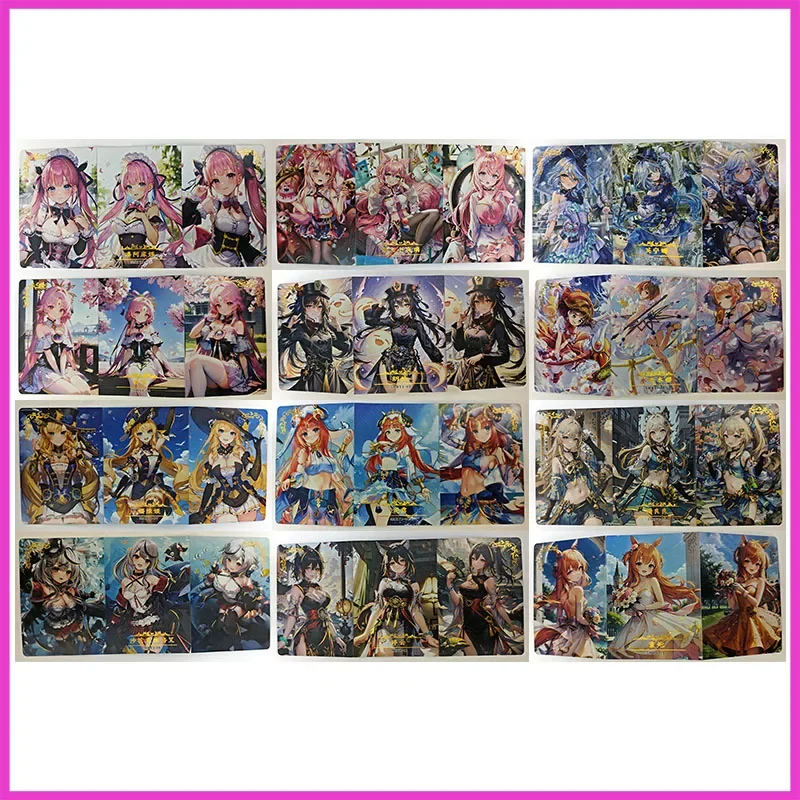 

Anime Goddess Story Rare Folded Refraction Cards Minato Aqua Furina Hu Tao Navia Toys for boys Collectible Card Birthday Present