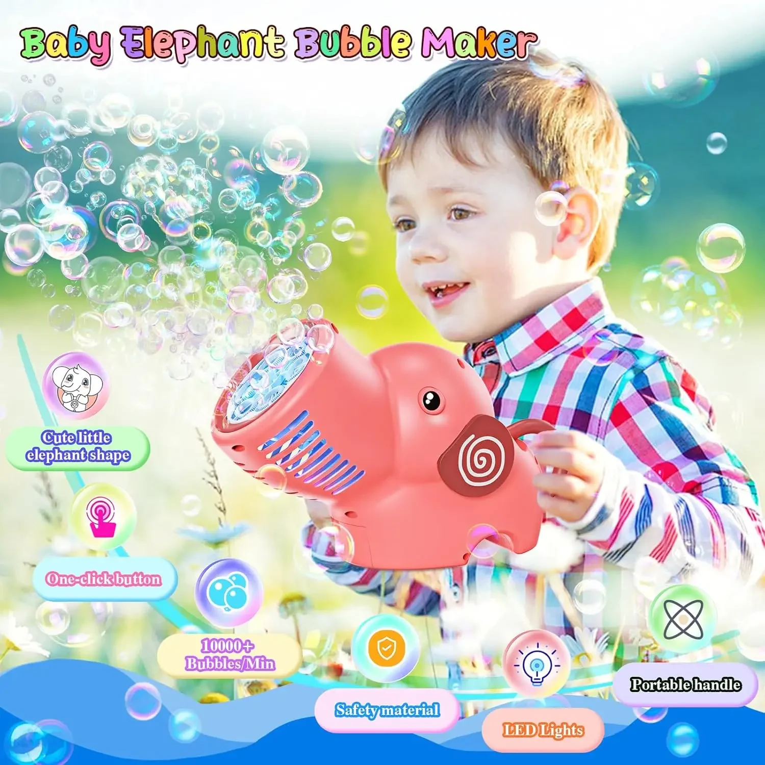 التلقائي فقاعة بندقية الفيل الكهربائية المحمولة آلة نفخ فقاعة الصابون في الهواء الطلق لعبة حفلة هدية الزفاف لعبة عيد ميلاد الأطفال #4
