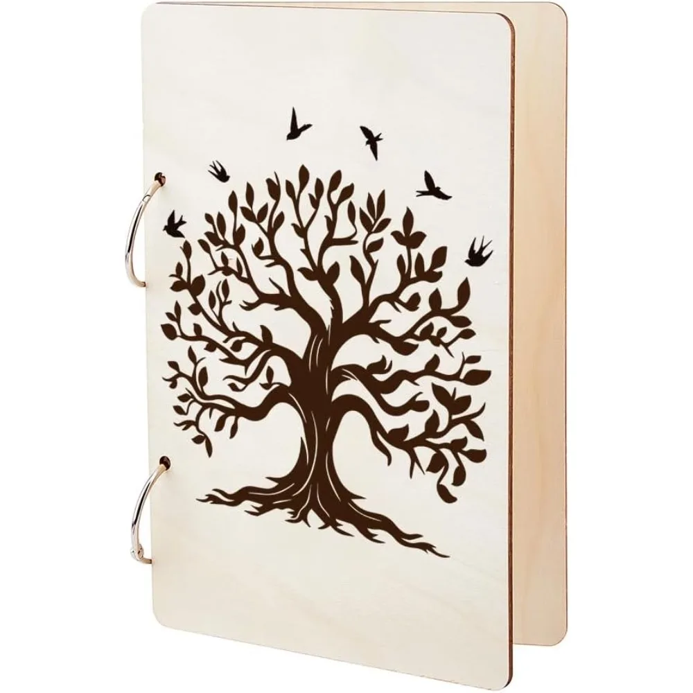 

Tree of Life Greeting Card Holder Organizer Tree and Birds Wooden Card Keeper Binder Birthday Cards Keeper Photo Album Cover