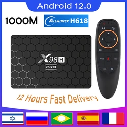 Dispositivo de TV inteligente X98H Pro, decodificador con Android 12, 1000M, 4 GB, 64 GB, cuatro núcleos, HD, 4K, AV1, 2,4 GB, 5 GB, Dual, Wifi6, BT5, reproductor multimedia rápido