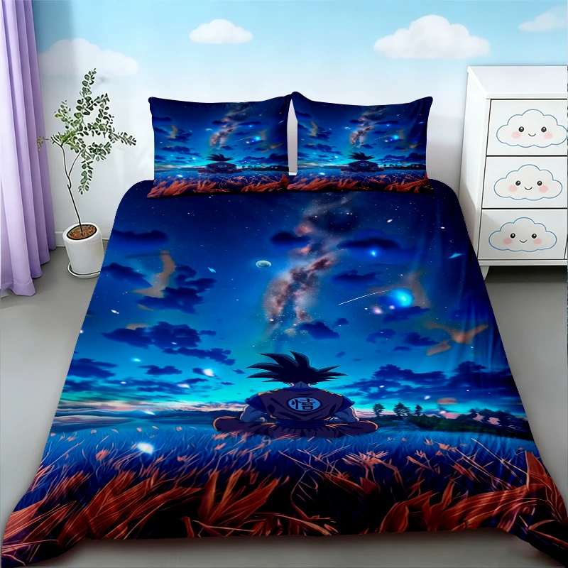 Teens Goku Duvet Cover Dragon Ball Bedding Set Queen King Size for Bedroom Home Dormitory Decor Boys Birthday Gifts view 5