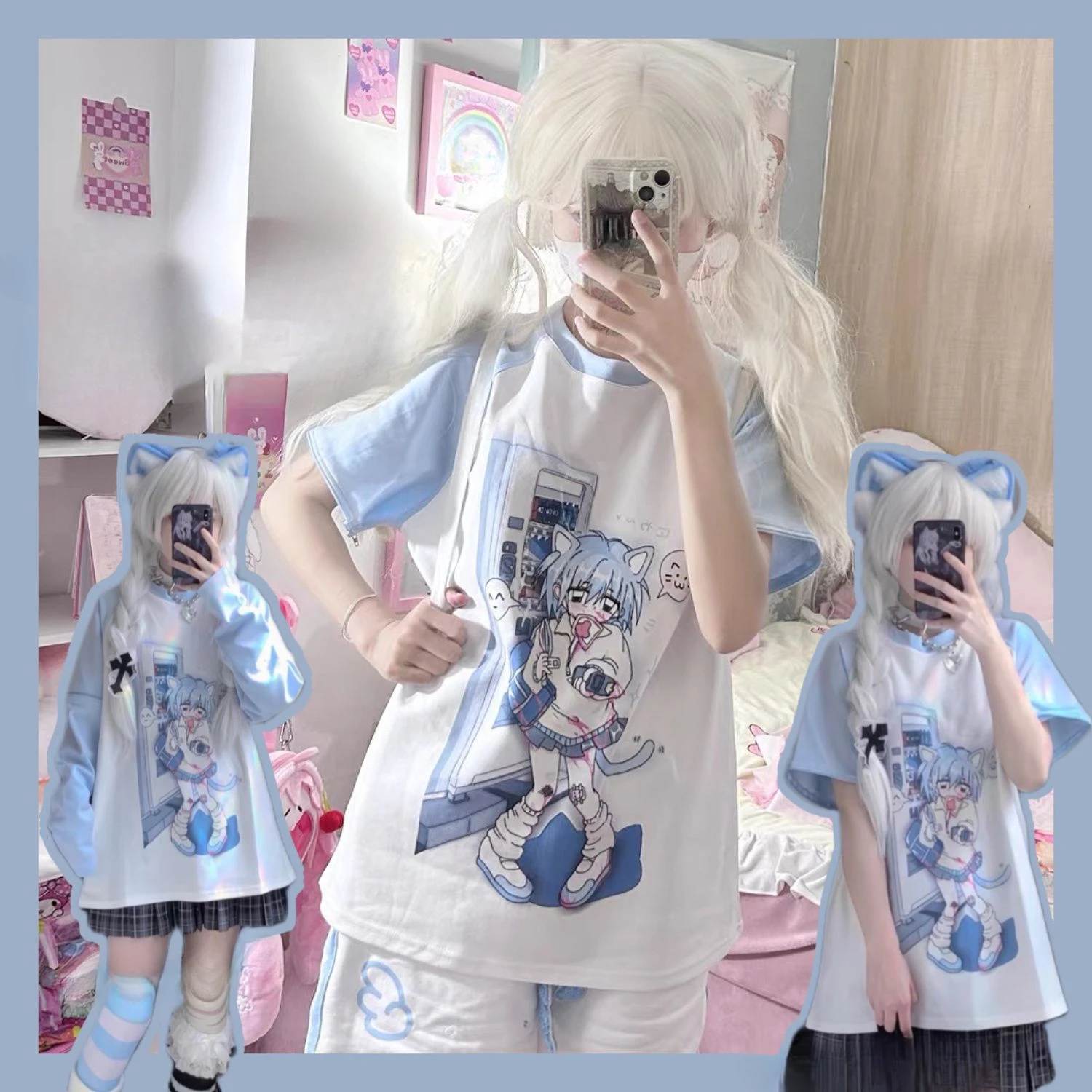 Subculture Japanese T-shirts Women Short Sleeve Printed Sexy Tees Outwear Kawaii Clothing Printed Blouse Y2k Tops Chic Harajuku