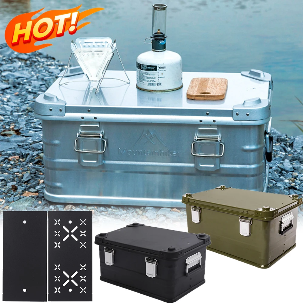 50L Outdoor Storage Box Camping Picnic Travel Aluminum Alloy Large Capacity Box with Handle Multifunctional Camping Storage Box