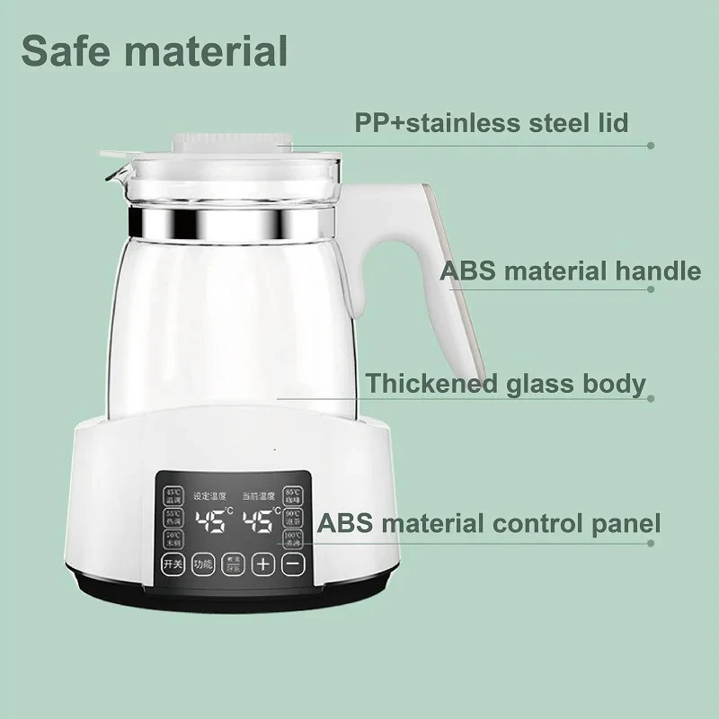 กาต้มน้ำนมอุณหภูมิคงที่สำหรับเด็กทารก, 1300มล. กาต้มน้ำร้อนปรับได้หลายเกียร์นมร้อนอัตโนมัติ72ชั่วโมงกระติกน้ำร้อน220V