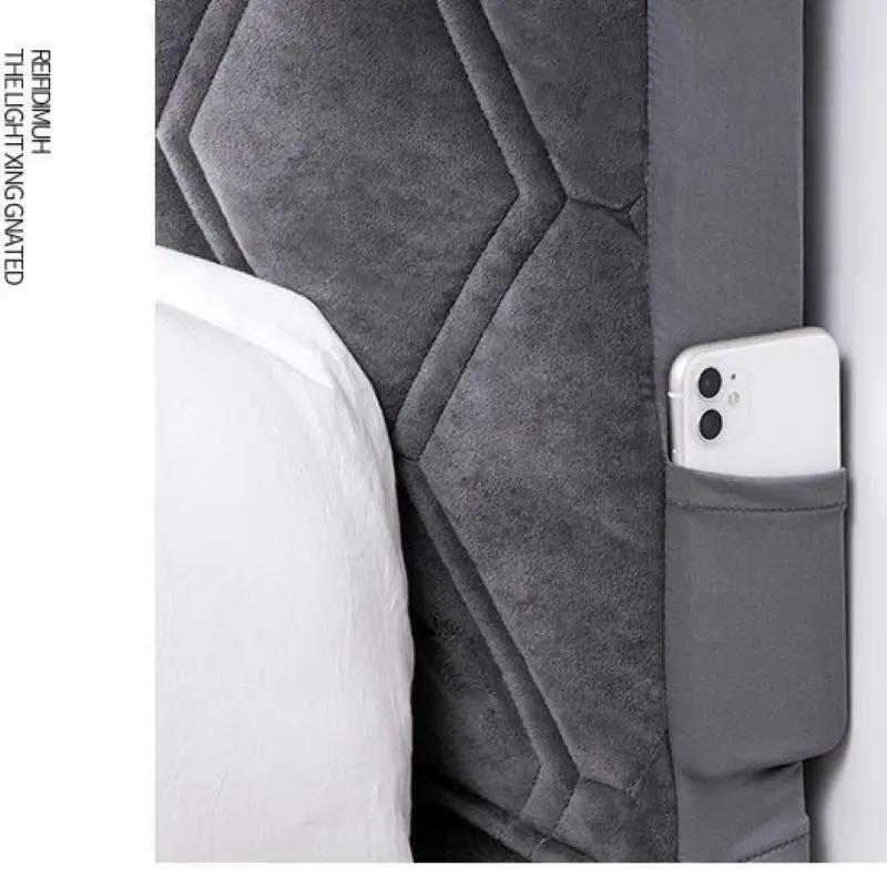 Funda para cabecera de cama de lana Coral, funda para cabecera de terciopelo suave y grueso todo incluido, funda protectora trasera de cama rosa de Color sólido