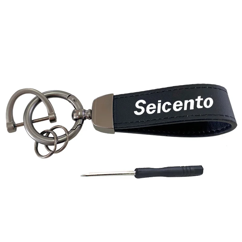 For Fiat Seicento Top Layer Cowhide Key Chain Keyrings Lanyard Car Accessories Custom Logo