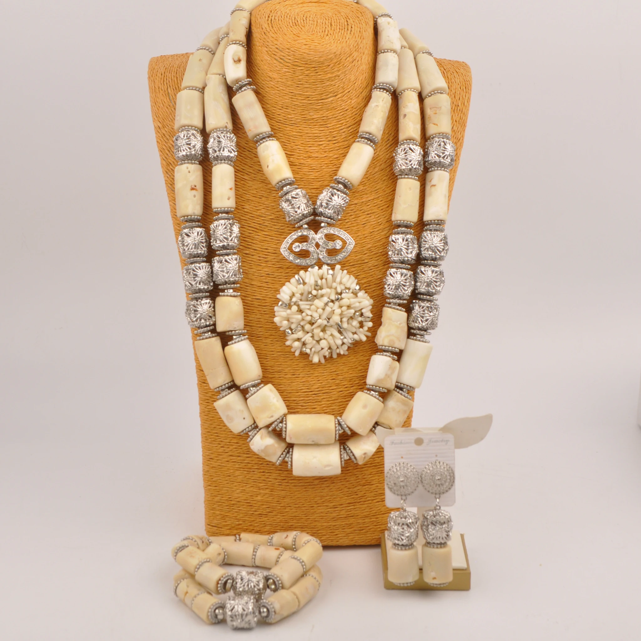 

Fashion Nigerian Wedding Coral Necklace African Bead Jewelry Set