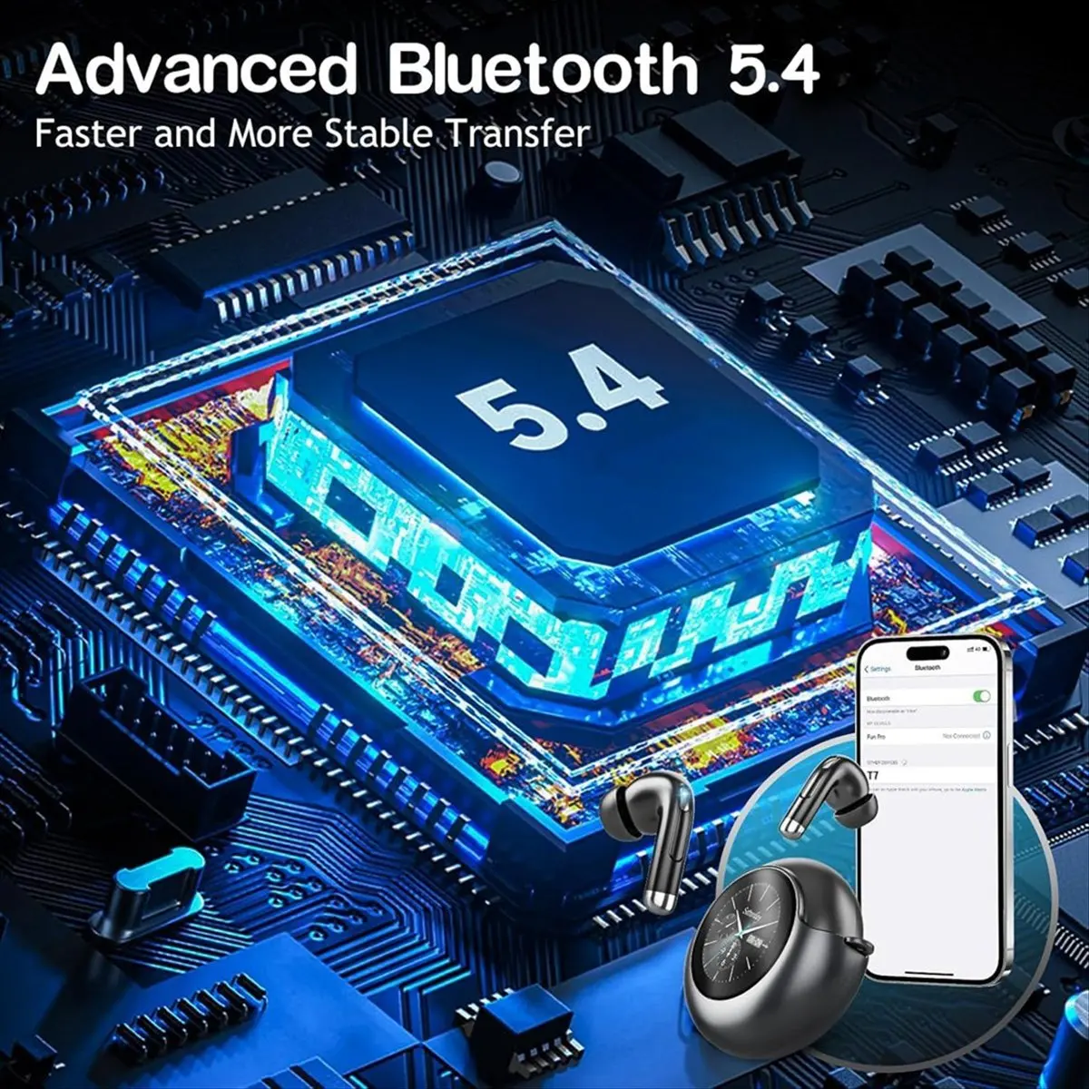 Wireless Earbud AI Bluetooth Headphone with LED Display,Waterproof Plastic Noise Reduction Earphone