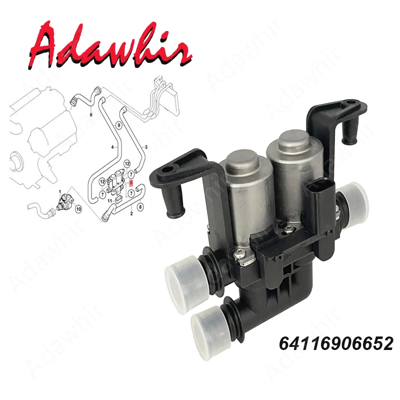 64116906652 Heater Control Valve Solenoid For BMW E60 E63 E65 E66 535i 535i xDrive 535xi 545i 550i 645Ci X5 5 6 7 Series