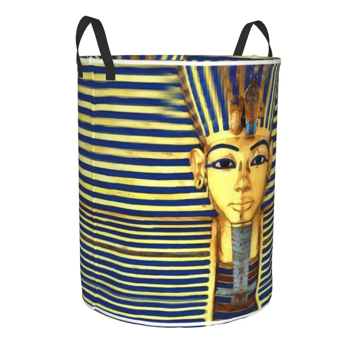 Custom Pharaoh King Tut Gold Lapis Laundry Basket Collapsible Egypt Egyptian Clothes Hamper for Nursery Kids Toys Storage Bin