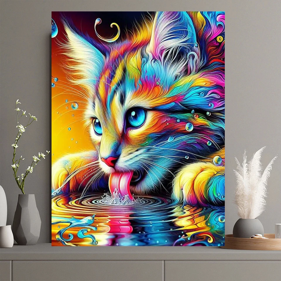 

Mischievous cat 5D Diy Diamond Painting New 2024 Diamond Mosaic Cross Stitch Embroidery Cartoon Cat Home Decor portrait Girl