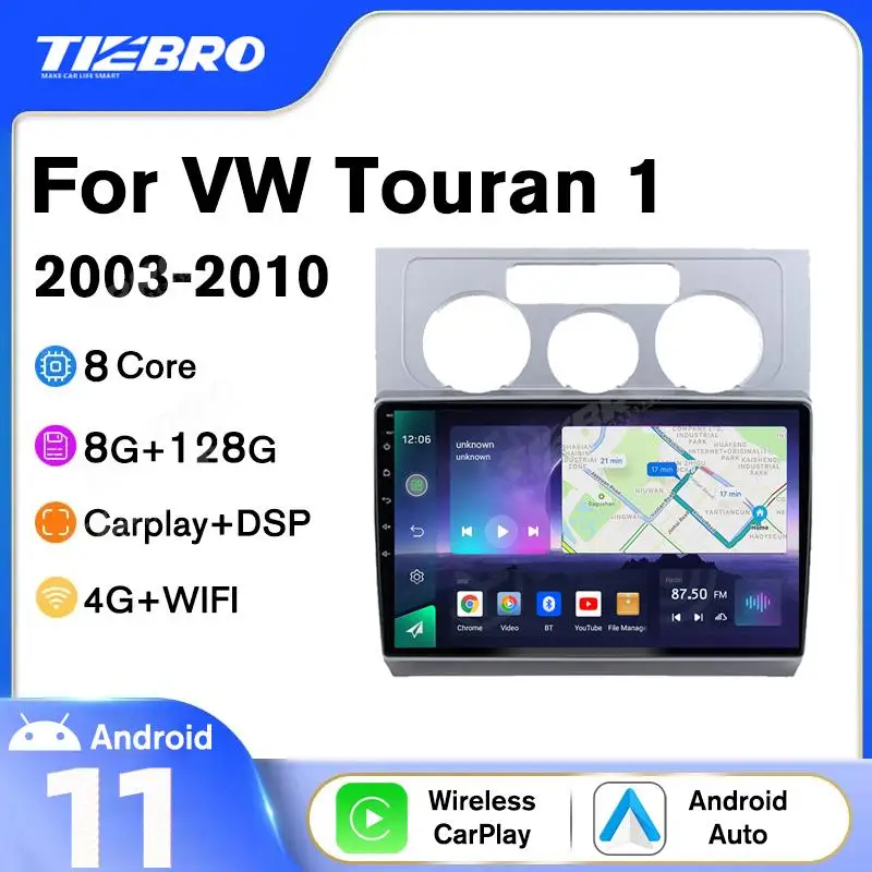 

Автомагнитола Android10 для Volkswagen Touran 1 2003-2010 8G + 128G DSP Carplay, мультимедийный автомобильный плеер No 2 din DVD 10''