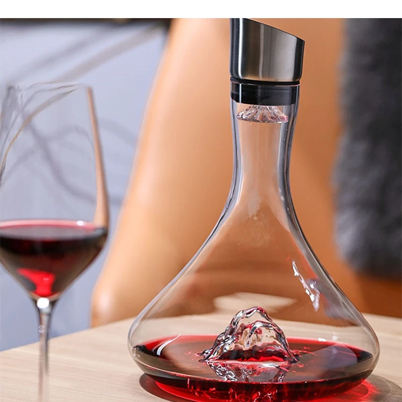 1800ML/1500ML Nordic Iceberg Quick Decanter Funnel Red Wine Household Dispenser Crystal Glass Bar Set