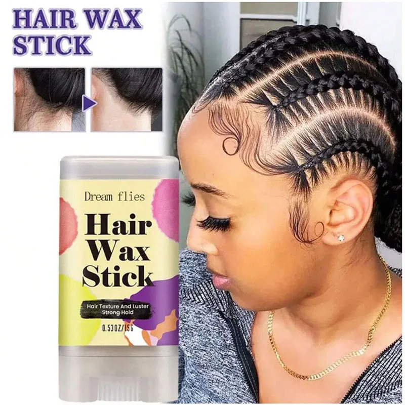 15g Portable Hair Wax Stick Hair Styling Wax Hair Molding Stick Non-greasy Hair Wax With 3PCS Edge Brush For Edge Curly Hair