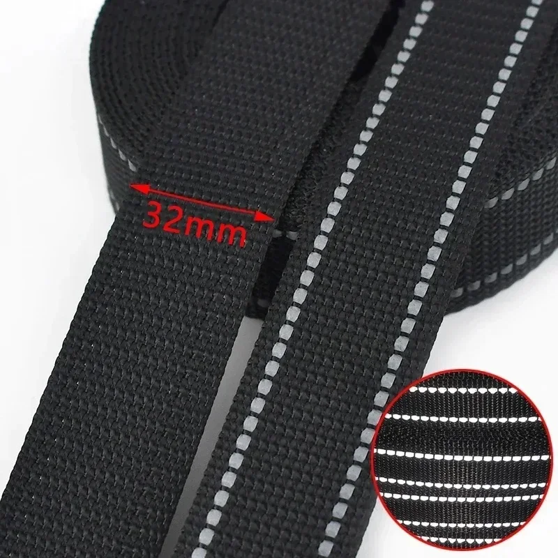 5M 20/25/38mm 1,8mm Dickes Schwarzes Reflektierendes Nylon Gurtband für Haustierhalsband Rucksack Gürtel Band Strap Band DIY Taschenzubehör