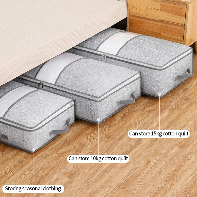 Large Clothes Storage Bag Under Bed Foldable Quilt Clothes Storage Bag Bedroom Dormitory Wardrobe Quilt Organizer Bag 이불정리함