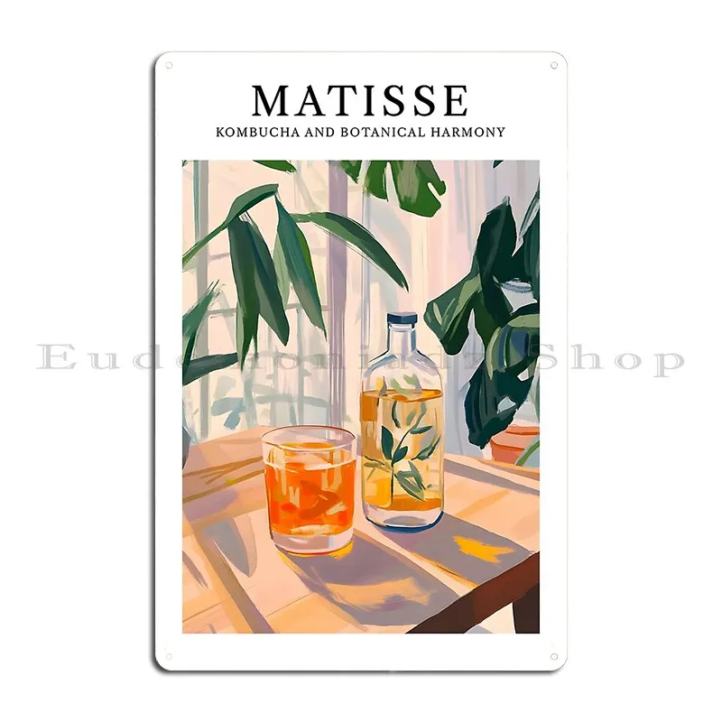 Matisse Inspired Print Kombucha And Botanical Harmony Metal Plaque Poster Vintage Create Kitchen Wall Mural Tin Sign Poster