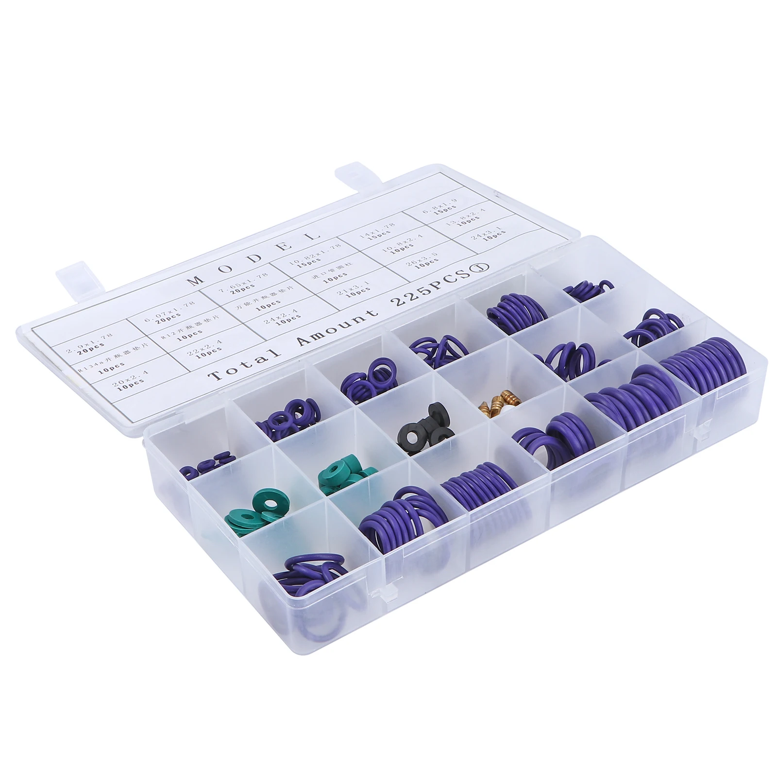 

225 Pcs Sealing Gasket Kit Rubber Washer Assortment Oil Resistant Heatproof Automotive Industrial Equipment