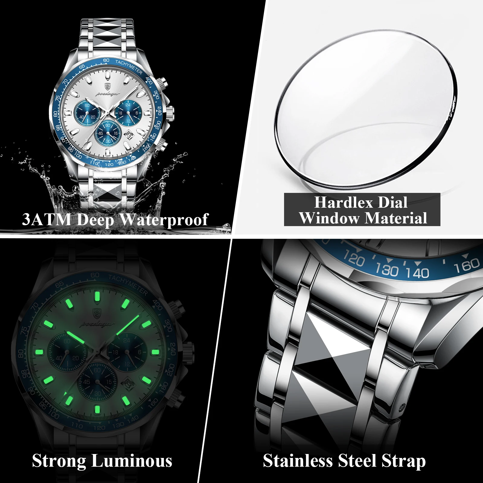 ساعة رجالية فاخرة من POEDAGAR  - مراجعة Luxury Watch White وسعره