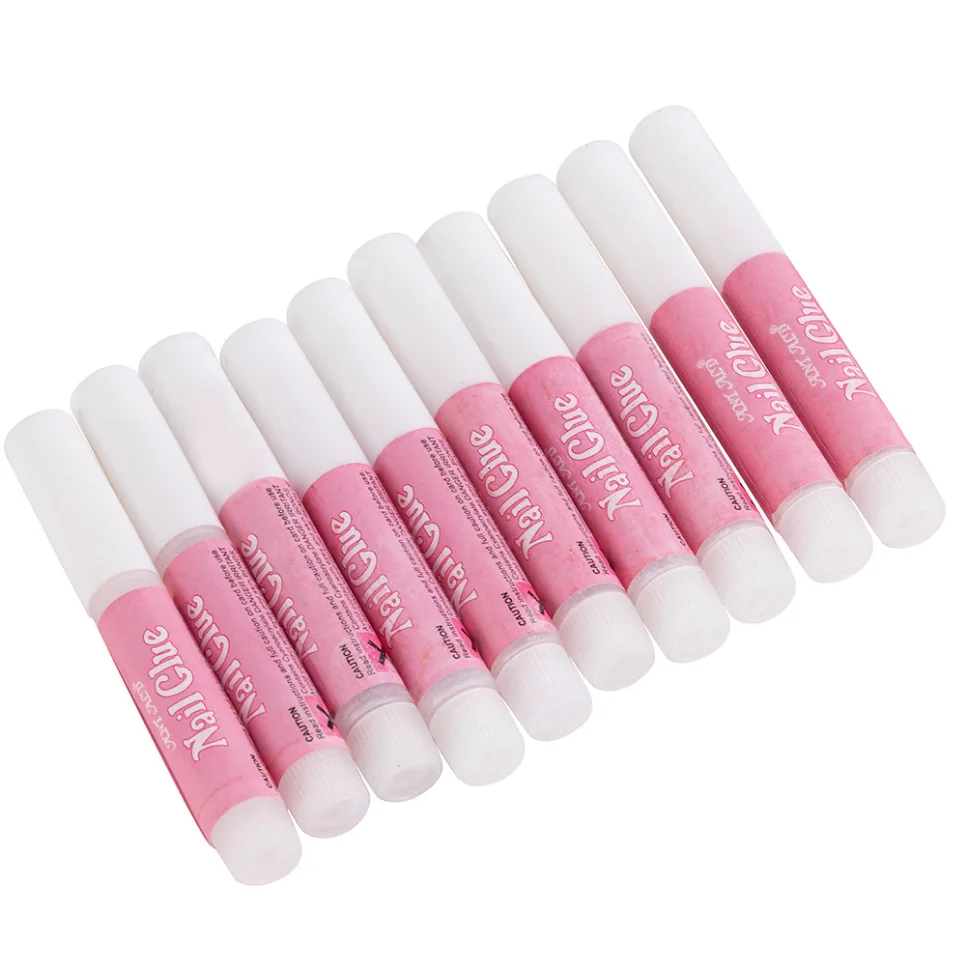 10Pcs/Set Mini Beauty False Nails Glue Decorate Tips Acrylic Glue on Nails Art Accessories Fake Nail Extension Glue Faux Ongle