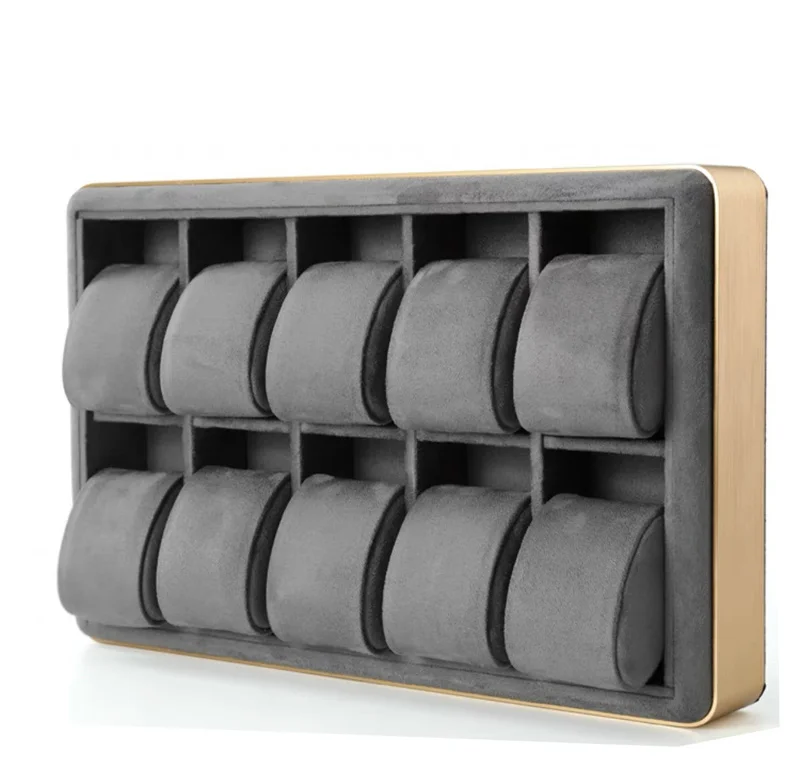 10 Grids Watch Storage Box Metal Round Edge Jewelry Organizer Tray Men's and Women's Wrist Watch Display Prop