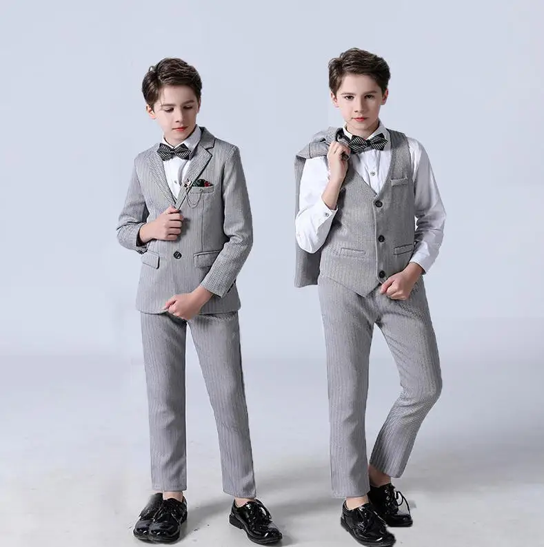 Russia Kids Spring Jacket Vest Pants Photography Dress Teenager Boys Birthday Wedding Suit Children Evening Party Show Costume