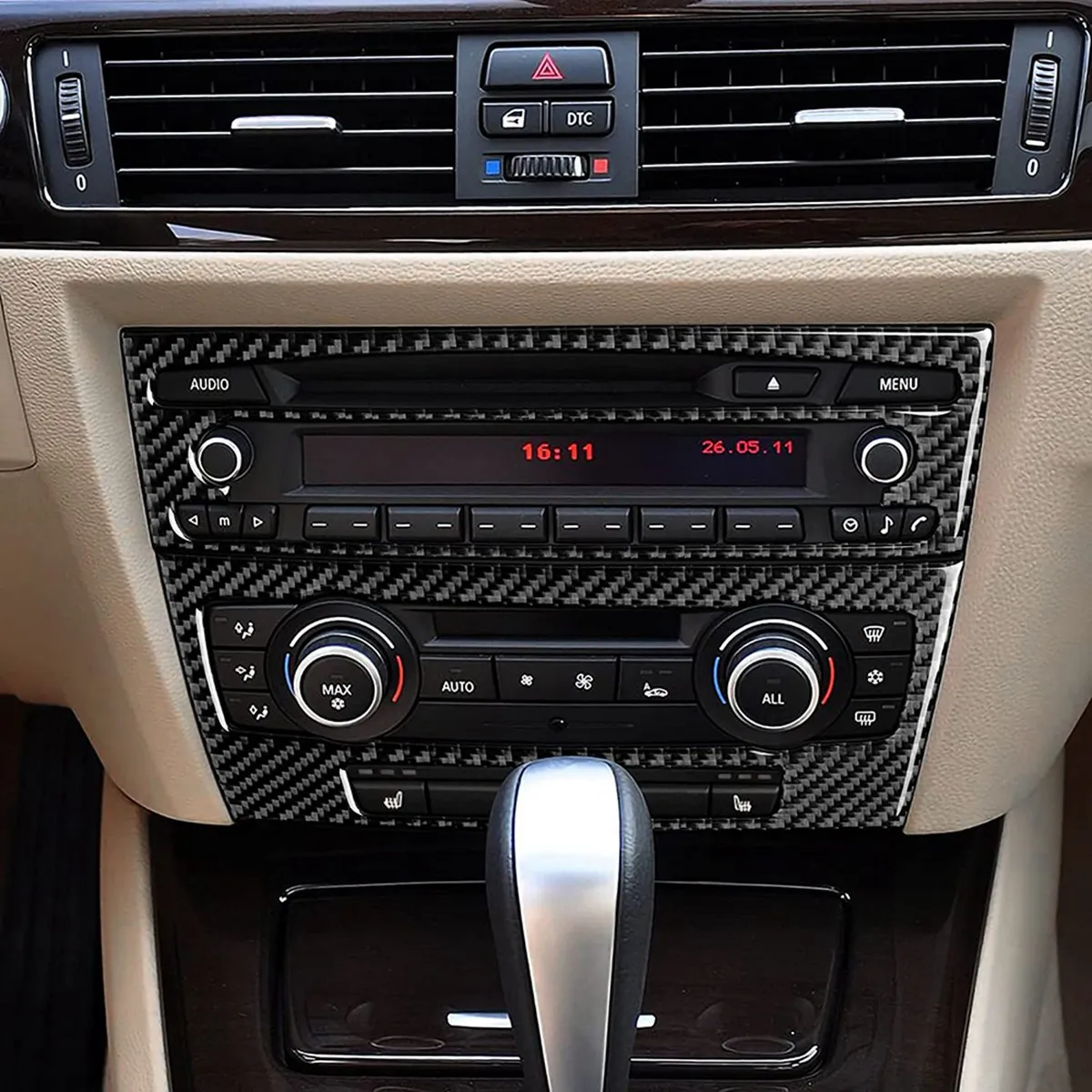 자동차 CD 컨트롤 콘솔 패널 스티커, 탄소 섬유 데칼 트림 커버, BMW- 3 시리즈 E90 E92 E93 2005-2012 액세서리