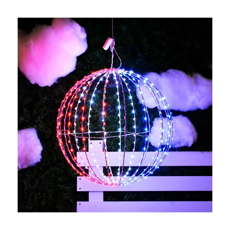 Direct sales LED iron frame ball light RGB folding ball light outdoor landscape light, hanging tree street lighting light ball