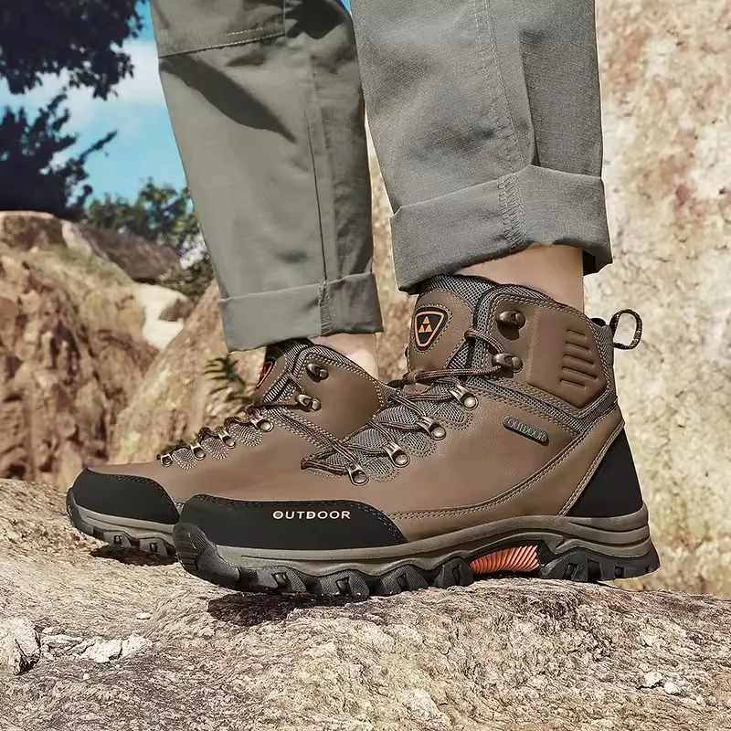 Large Size Snow Boots for Men in Winter, Warm and Plush Thick Men's Cotton Shoes, Outdoor Sports Camping Hiking Climbing Shoes